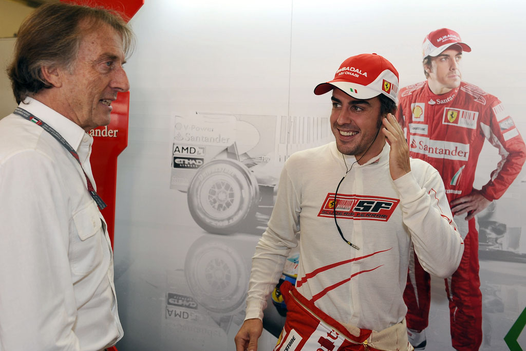 GP Abú Zabí v roce 2015 - ještě je čas na úsměvy (di Montezemolo a Alonso)