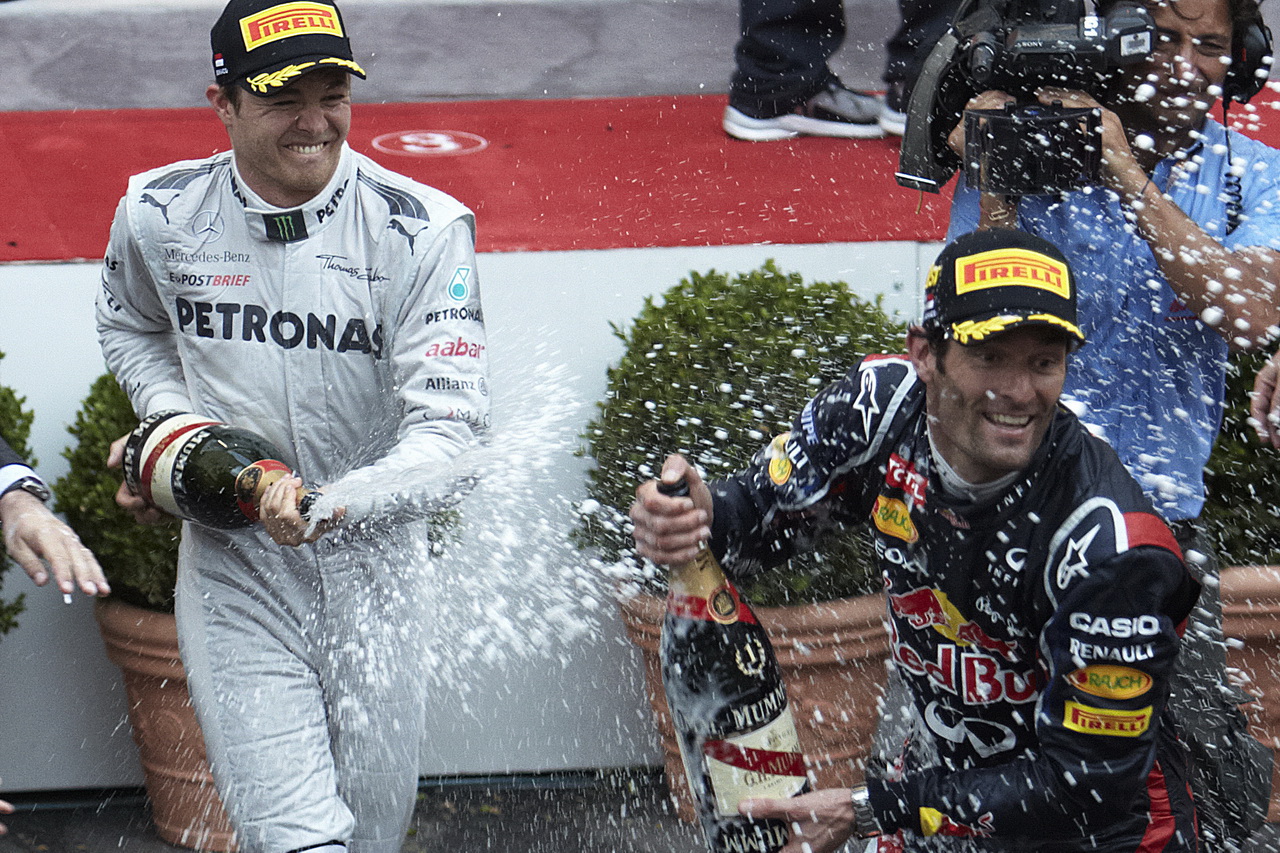 Webber při svém vítězství v Monaku 2012
