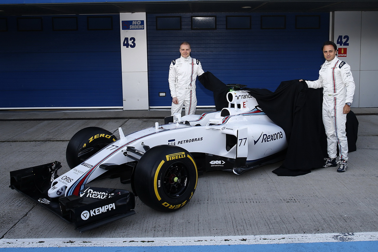Valtteri Bottas s Felipem Massou při představení letošního Williamsu FW37