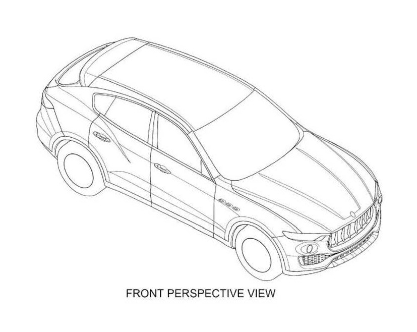 Patentové nákresy Maserati Levante