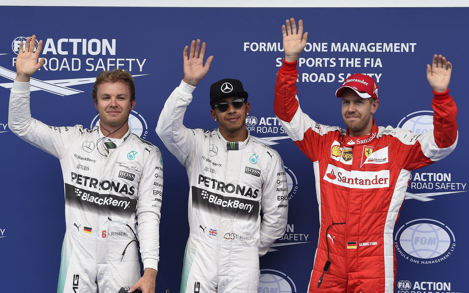 Rosberg, Hamilton a Vettel po kvalifikaci