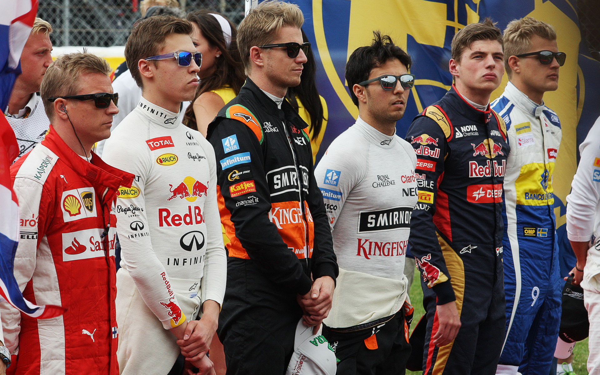 Räikkönen, Kvjat, Hülkenberg, Pérez, Verstappen, Ericsson