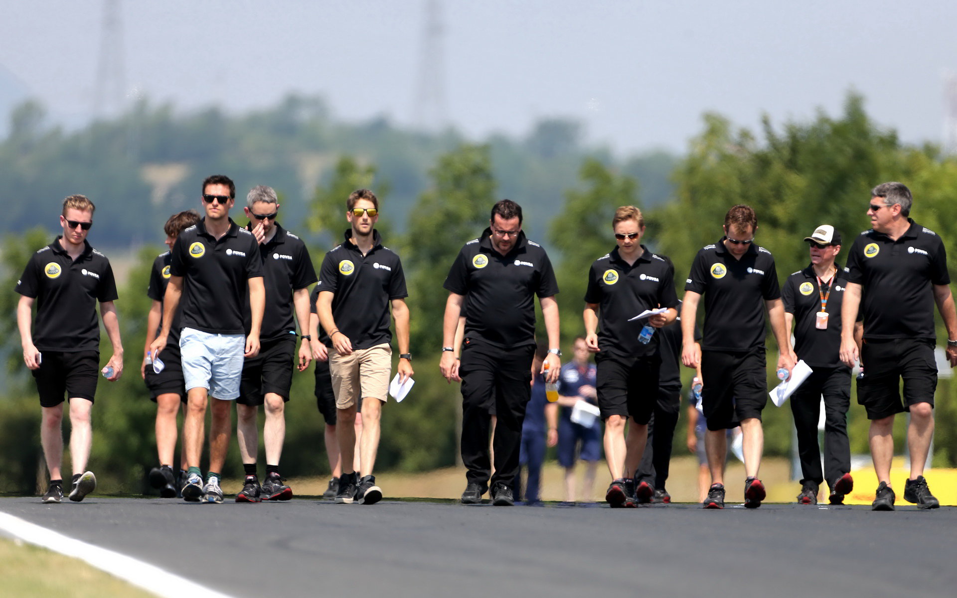 Palmer a Grosjean se seznamují s tratí na Hungaroringu.