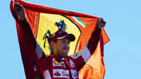 Sebastian Vettel se raduje z druhého místa, GP Itálie (Monza)