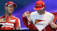 Sebastian Vettel a Kimi na tiskovce po kvalifikaci, GP Singapuru (Singapur)