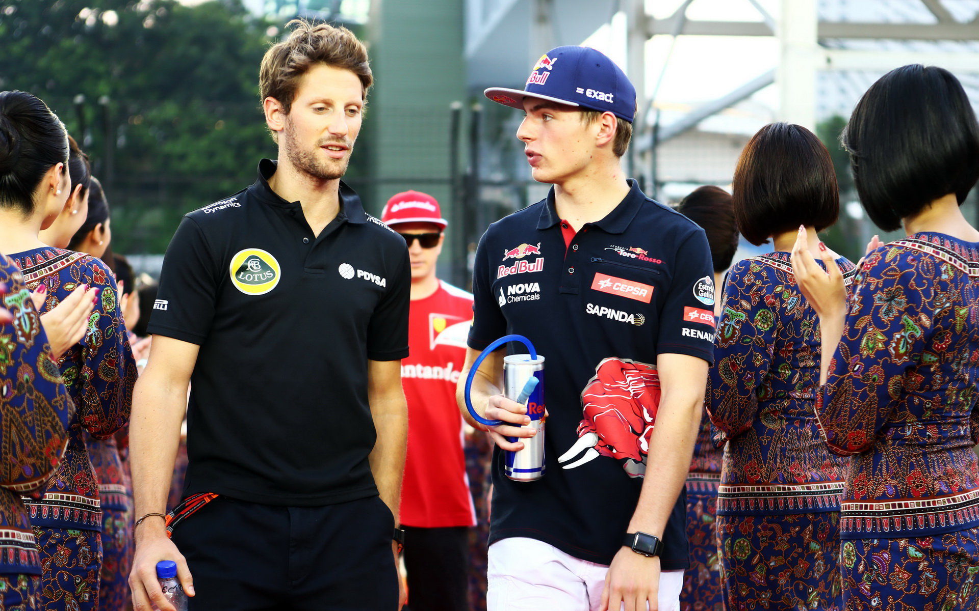 Romain Grosjean a Max Verstappen, GP Singapuru (Singapur)