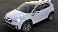 Bílá karosérie, černé nárazníky a oranžové detaily, Subaru Viziv Future.