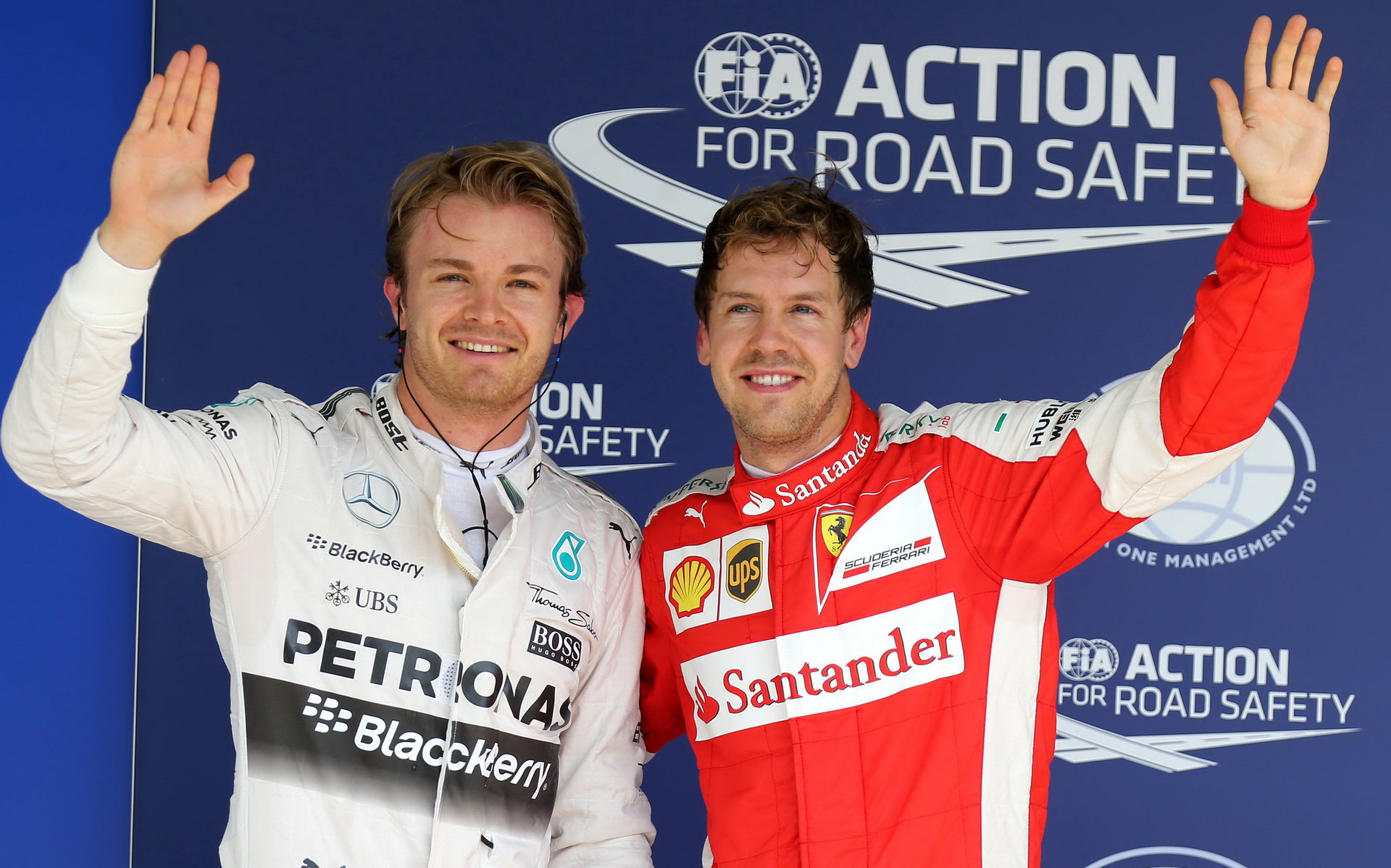 Nico Rosberg a Sebastian Vettel v Brazílii