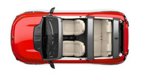 Čalounění je červené nebo béžové, Citroën E-Méhari.