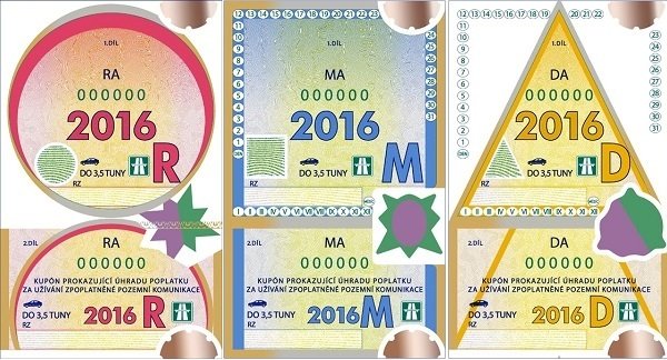 Nová podoba dálničních známek pro rok 2016