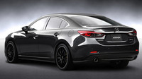 Černá karosérie s aerodynamickým bodykitem, Mazda Atenza Racing.
