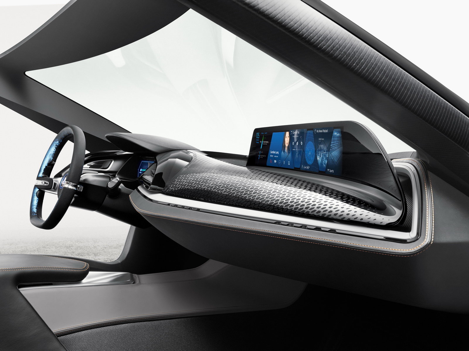 Hlavním prvkem je 21palcová obrazovka, BMW i Vision Future Interaction.