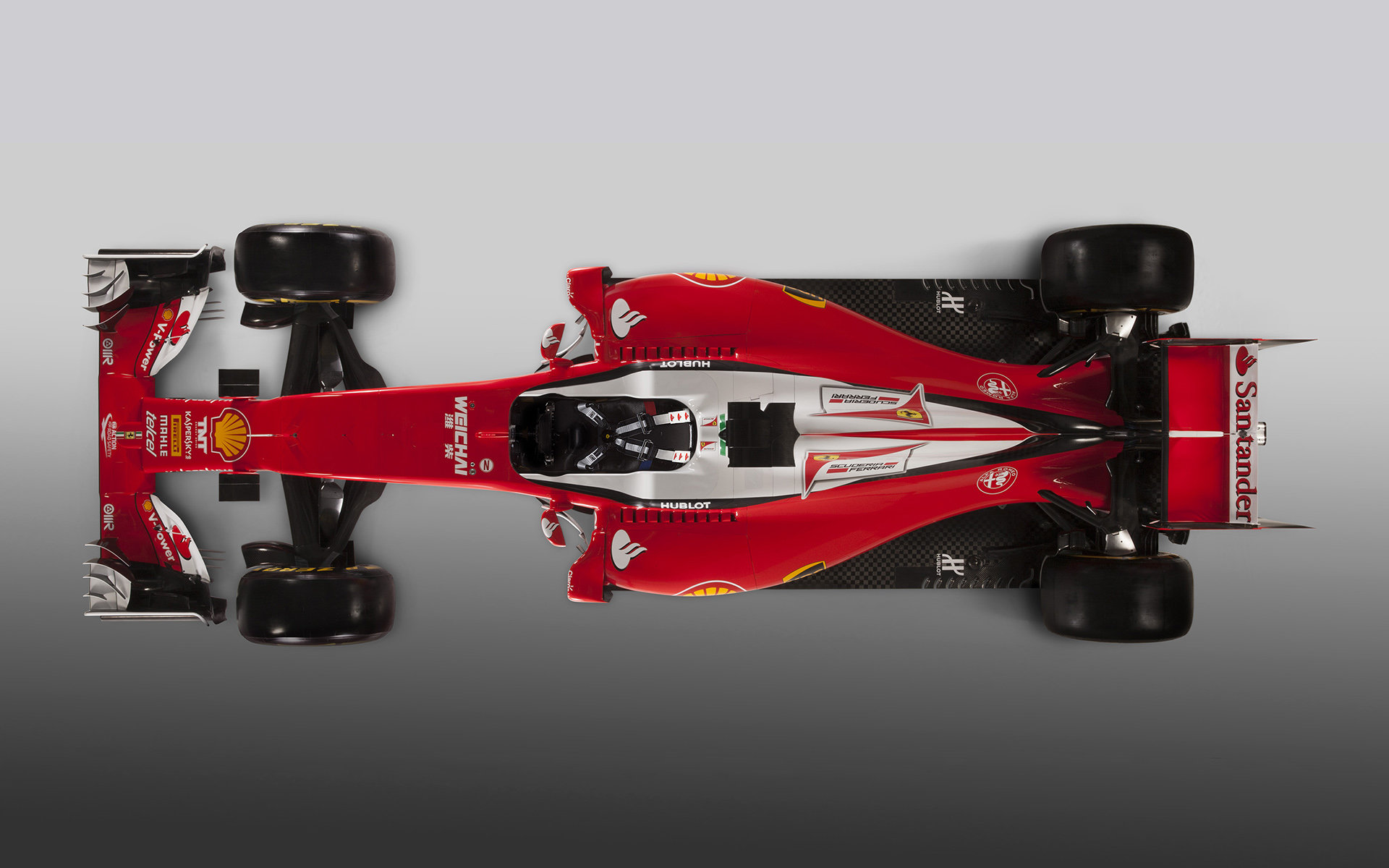 Pohled na Ferrari SF16-H shora