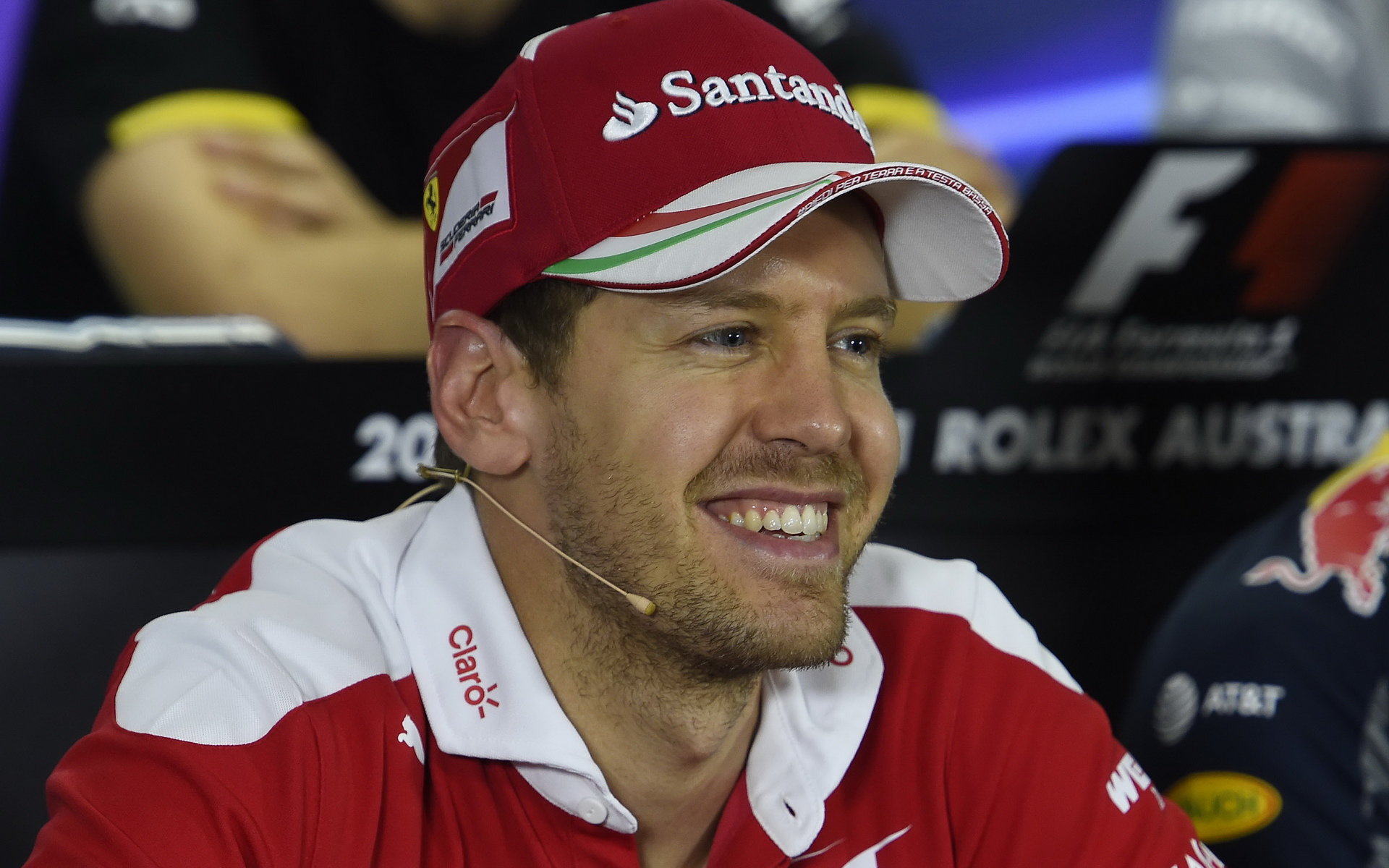 Sebastian Vettel při tiskové konferenci v Melbourne