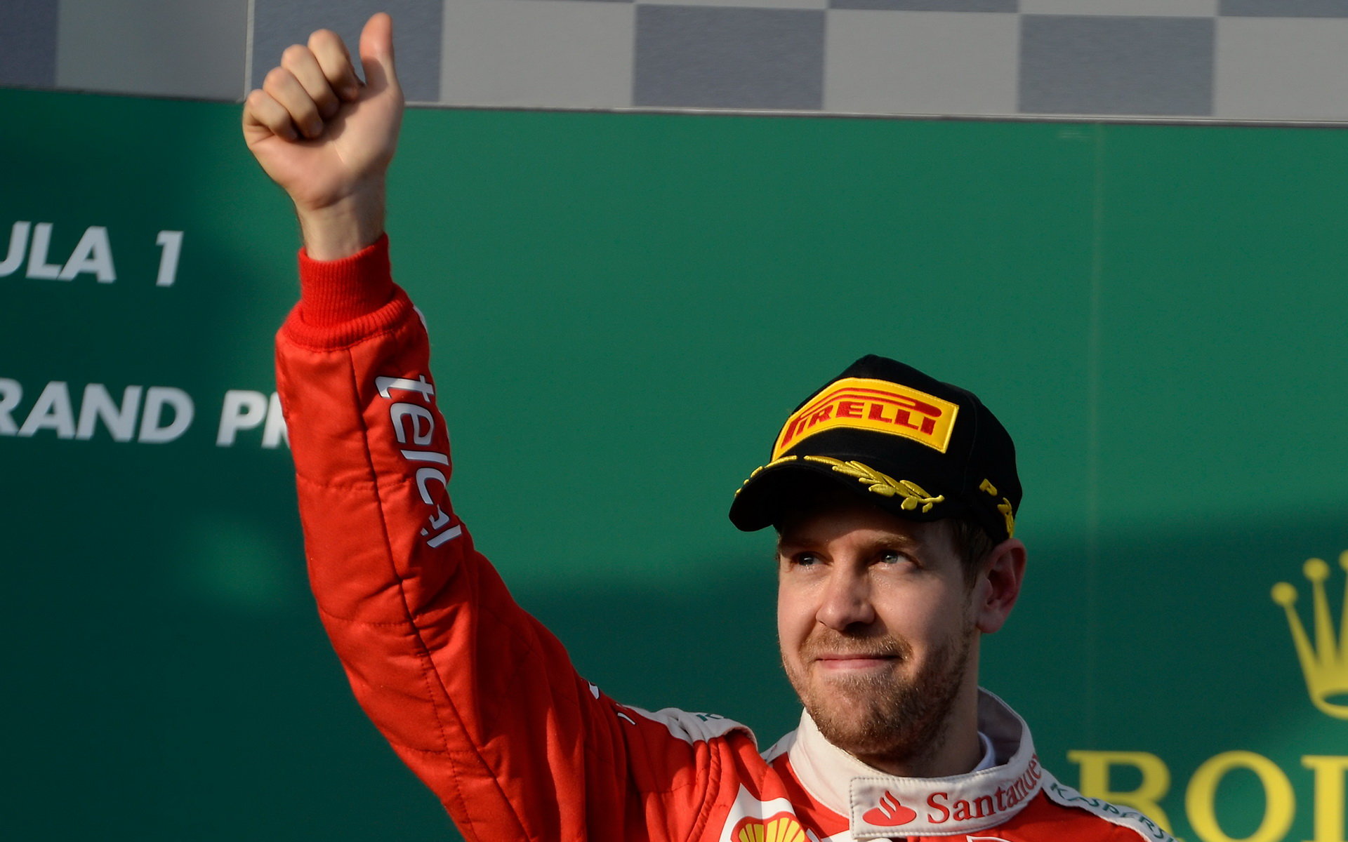 Sebastian Vettel na pódiu v Melbourne