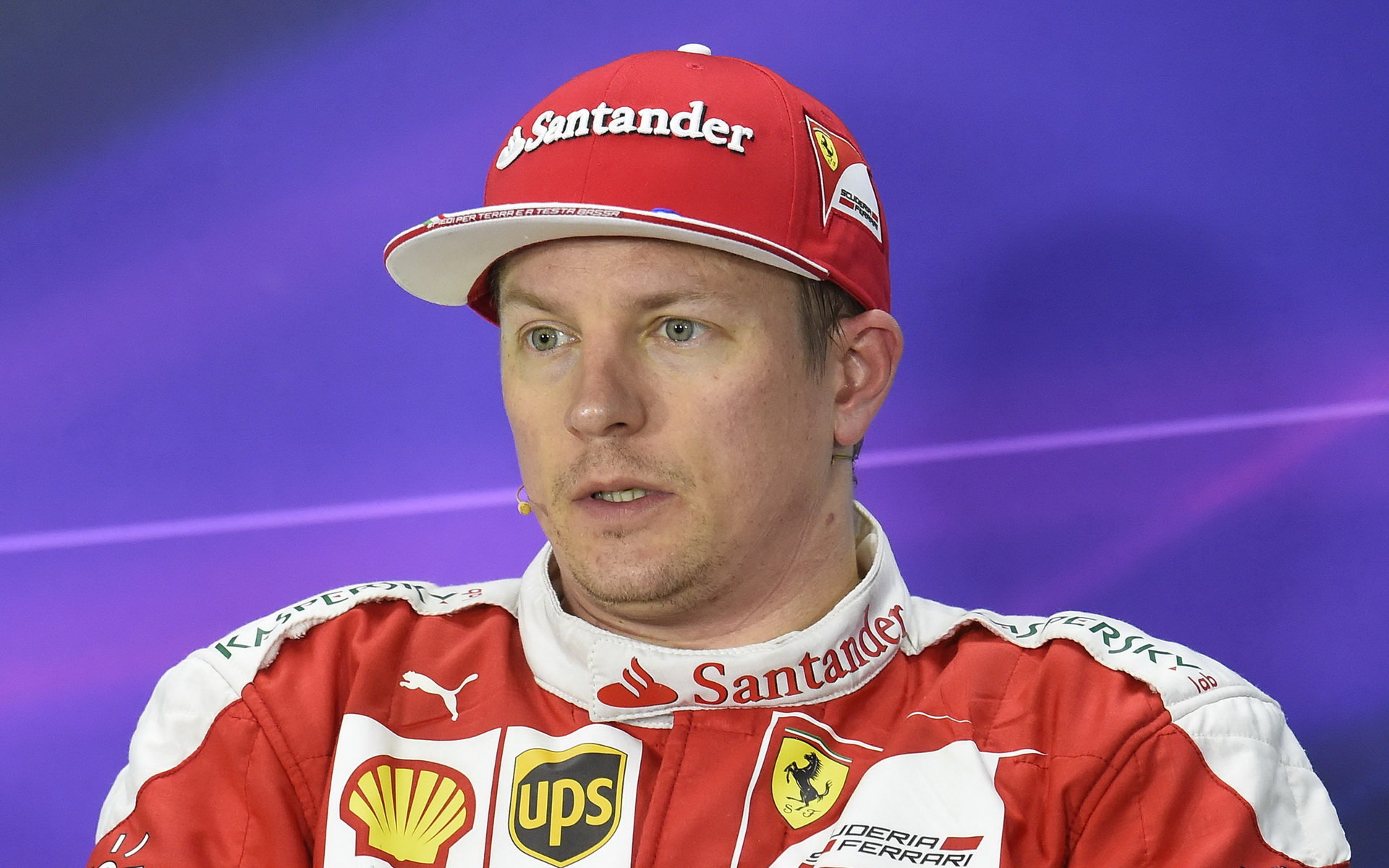 Kimi Räikkönen při tiskovce po kvalifikaci v Číně