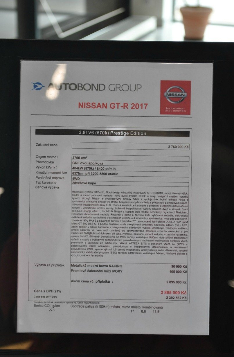 Nový Nissan GT-R (2017) se představil v showroomu značky v Praze