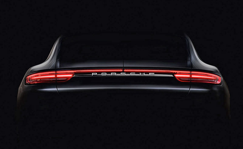 Pohled na zadní část nového Porsche Panamera