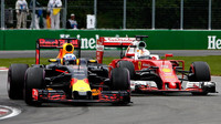 Daniel Ricciardo a Sebastian Vettel v závodě v Kanadě