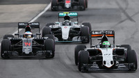Nico Hülkenberg, Fernando Alonso a Nico Rosberg v závodě v Kanadě