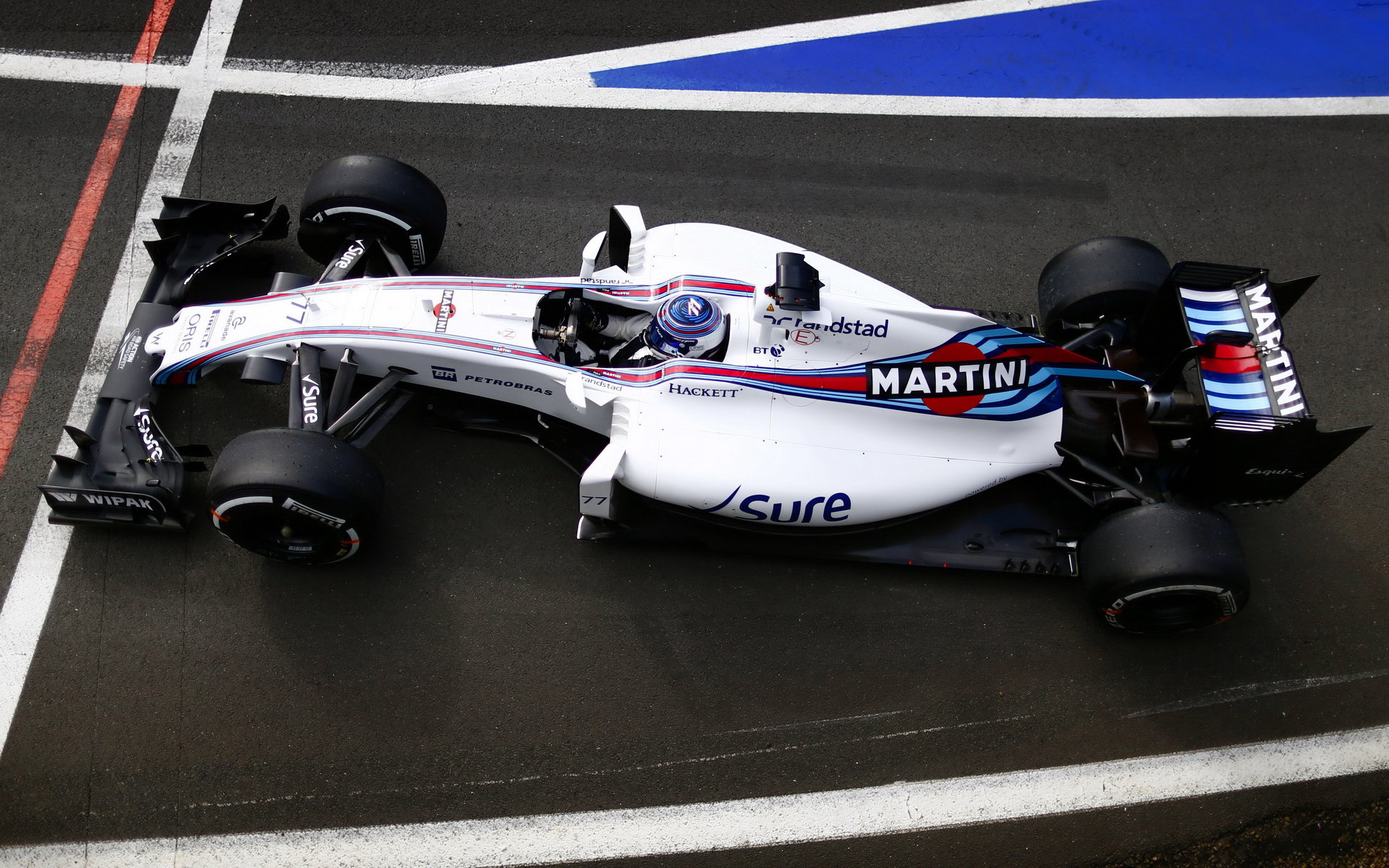 Valtteri Bottas s Williamsem FW38 druhý den testů v Silverstone