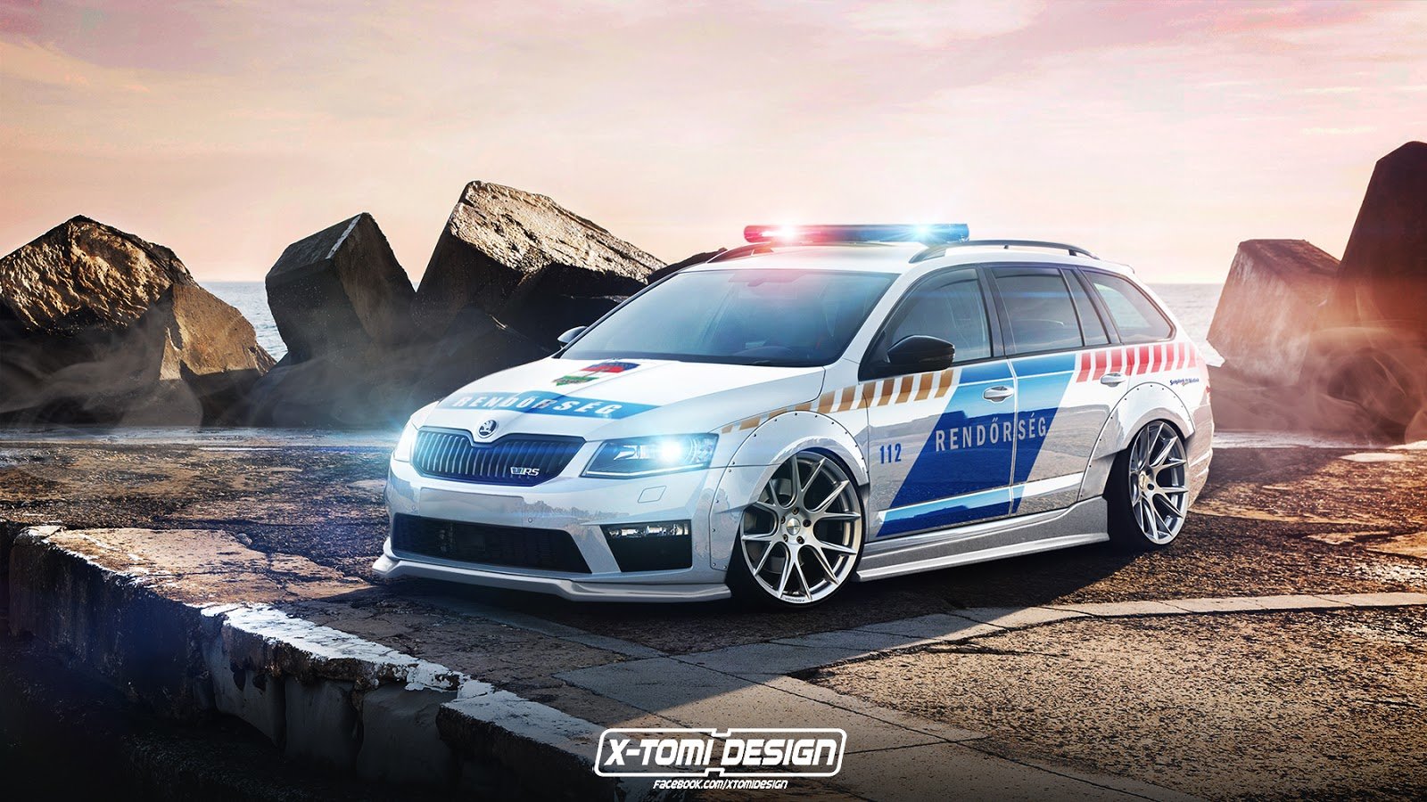 Divoce upravená Octavia RS v policejních barvách je vizí známého grafika.