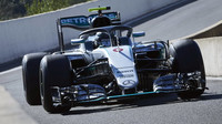 Nico Rosberg při pátečním tréninku s ochranou kokpitu typu halo v Belgii