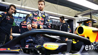 Daniel Ricciardo při pátečním tréninku s ochranou kokpitu typu halo v Belgii