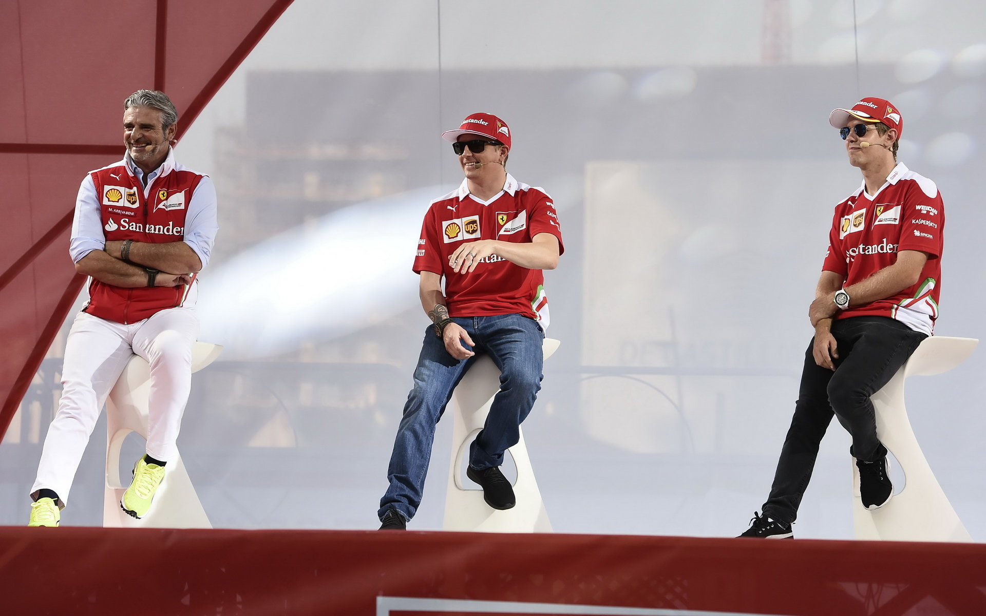 Maurizio Arrivabene, Kimi Räikkönen a Sebastian Vettel na Monze