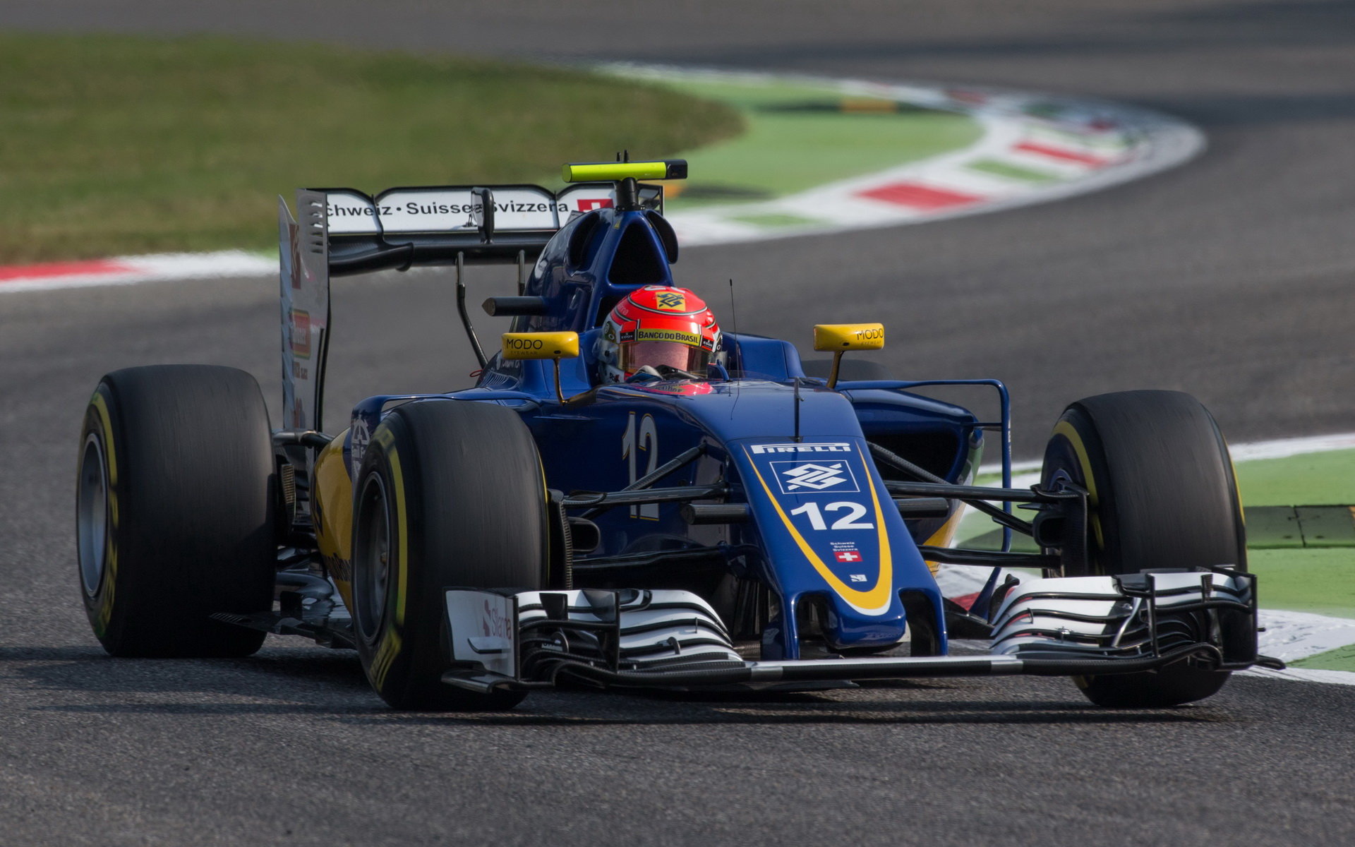 Felipe Nasr při pátečním tréninku na Monze