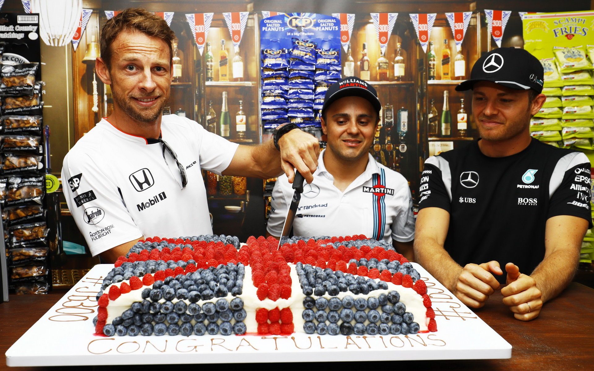 Jenson Button, Felipe Massa a Nico Rosberg v Malajsii