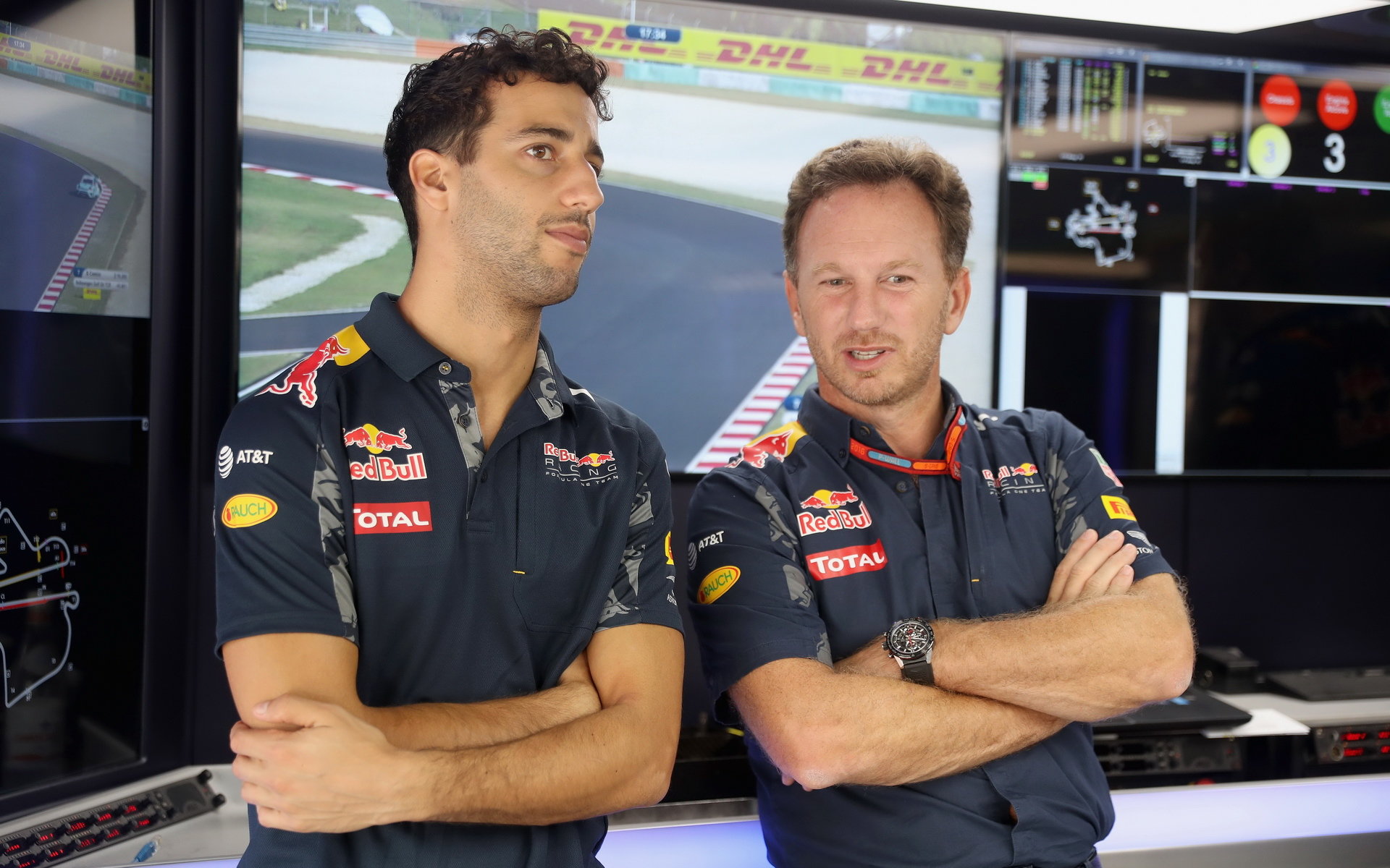 Daniel Ricciardo a Christian Horner v Malajsii