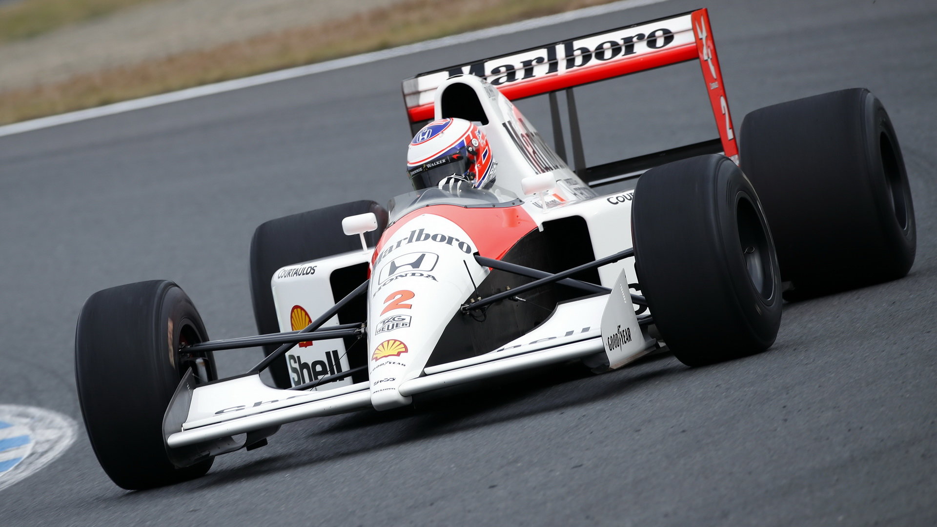Jenson Buttons McLarenem MP4/6 poháněným Hondou