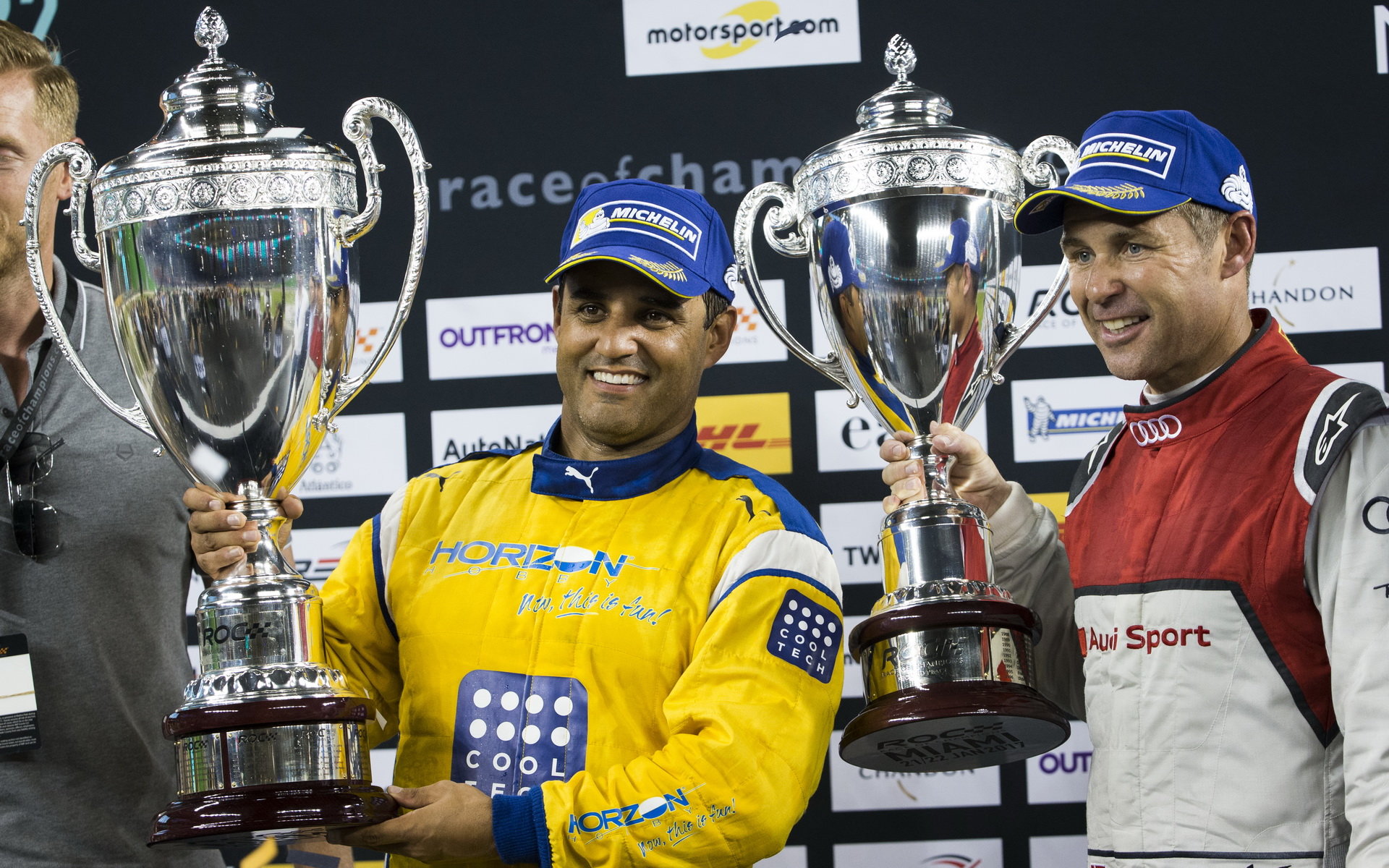 Závod šampionů 2017 v Miami - Montoya a Kristensen se svými poháry
