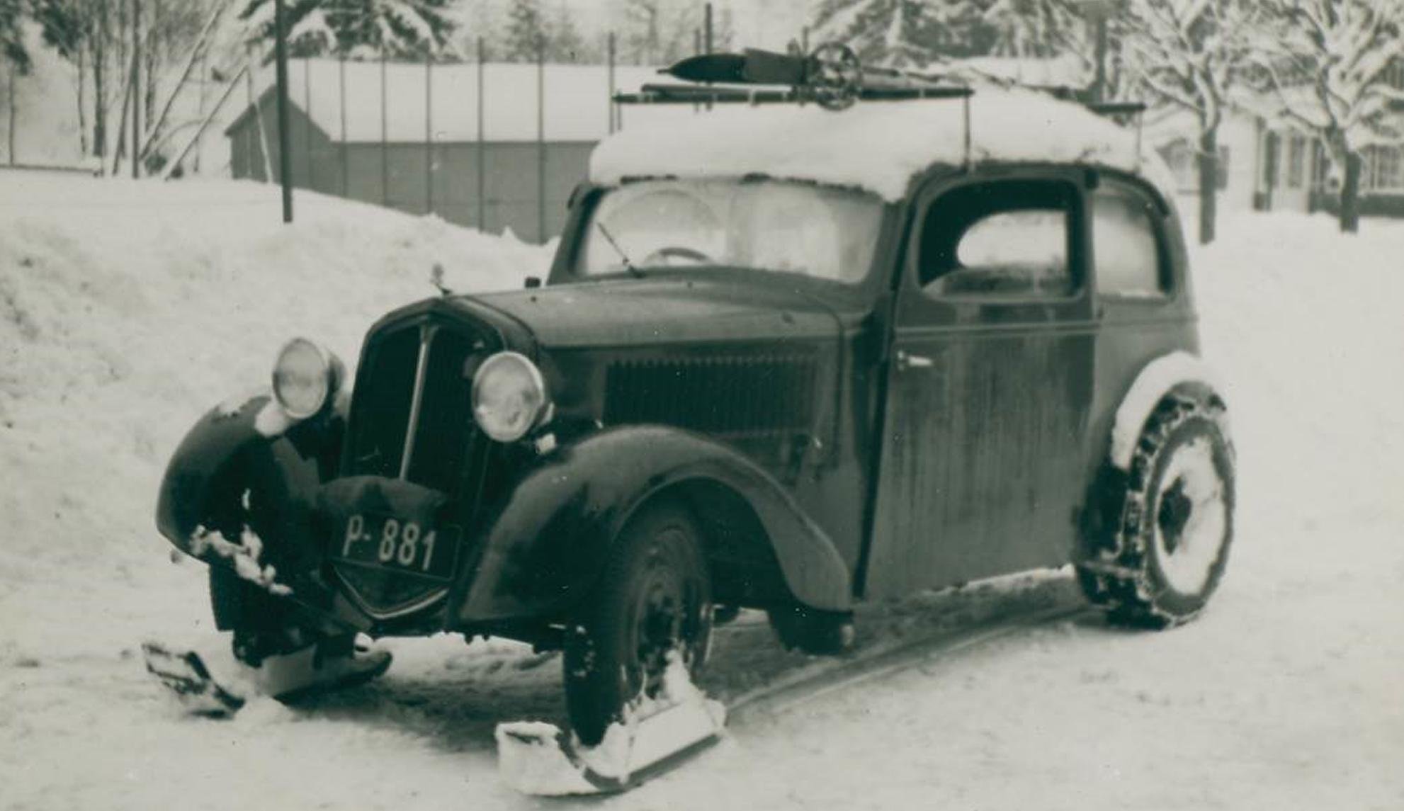 V únoru 1935 Škoda testovala Popular s lyžemi na přední nápravě.