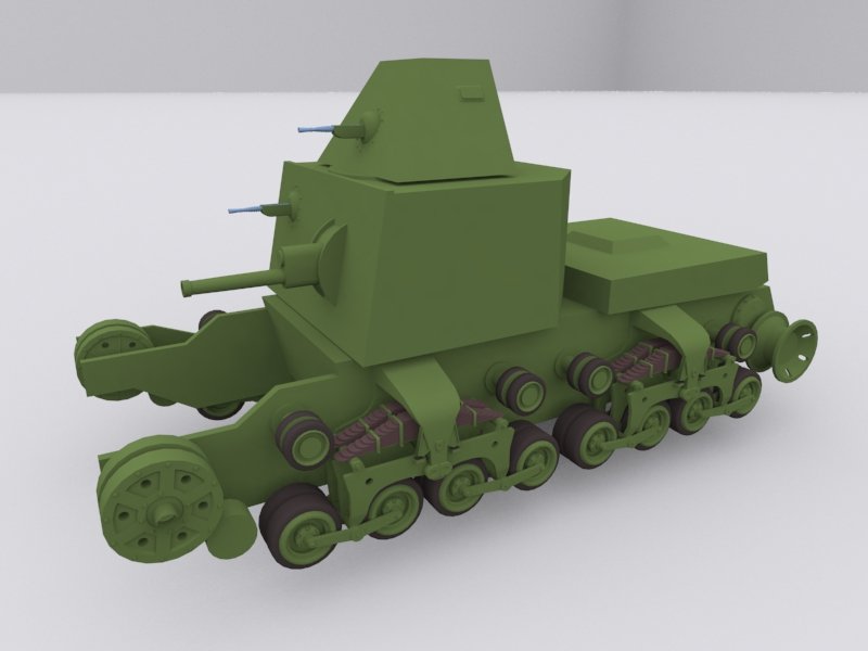 Vizualizace projektu tanku s otáčivou věží a nástavkem