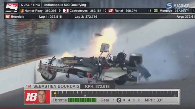 Sébastien Bourdais tvrdě havaroval při tréninku na závod Indy 500
