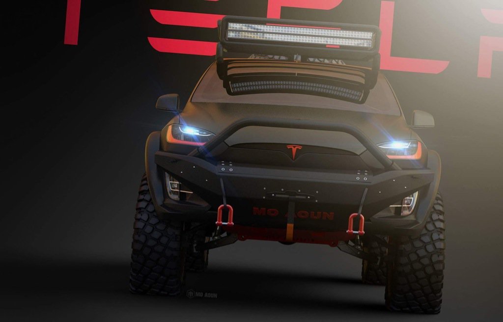 Tesla Model X v extrémní off-road úpravě (Autor: Mo Aoun)