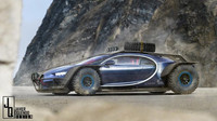 Bugatti Chiron virtuálně upravené do stylu Mad Max