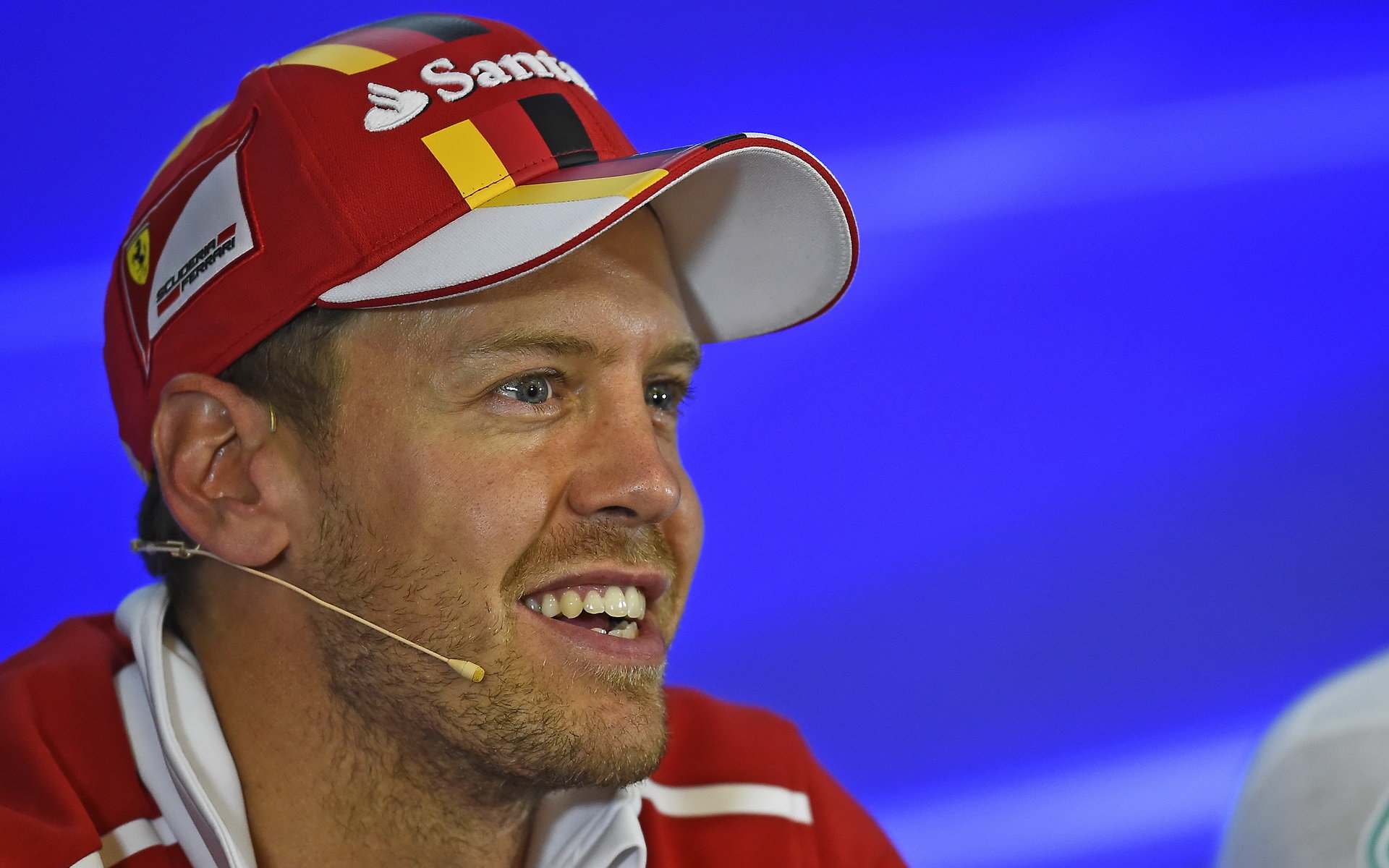 Sebastian Vettel na tiskovce po kvalifikaci v Belgii