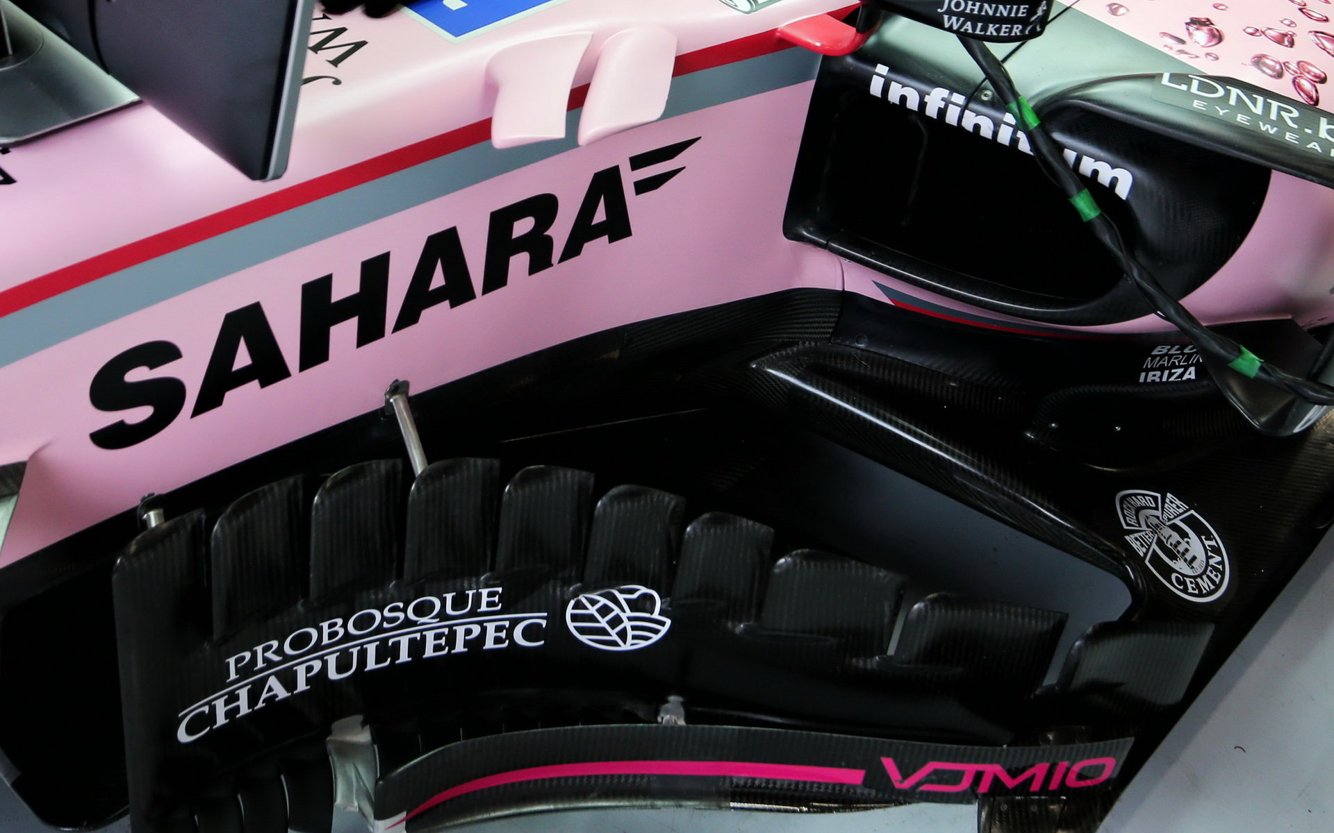 Detaily vozu Force India VJM10 v kvalifikaci v Belgii