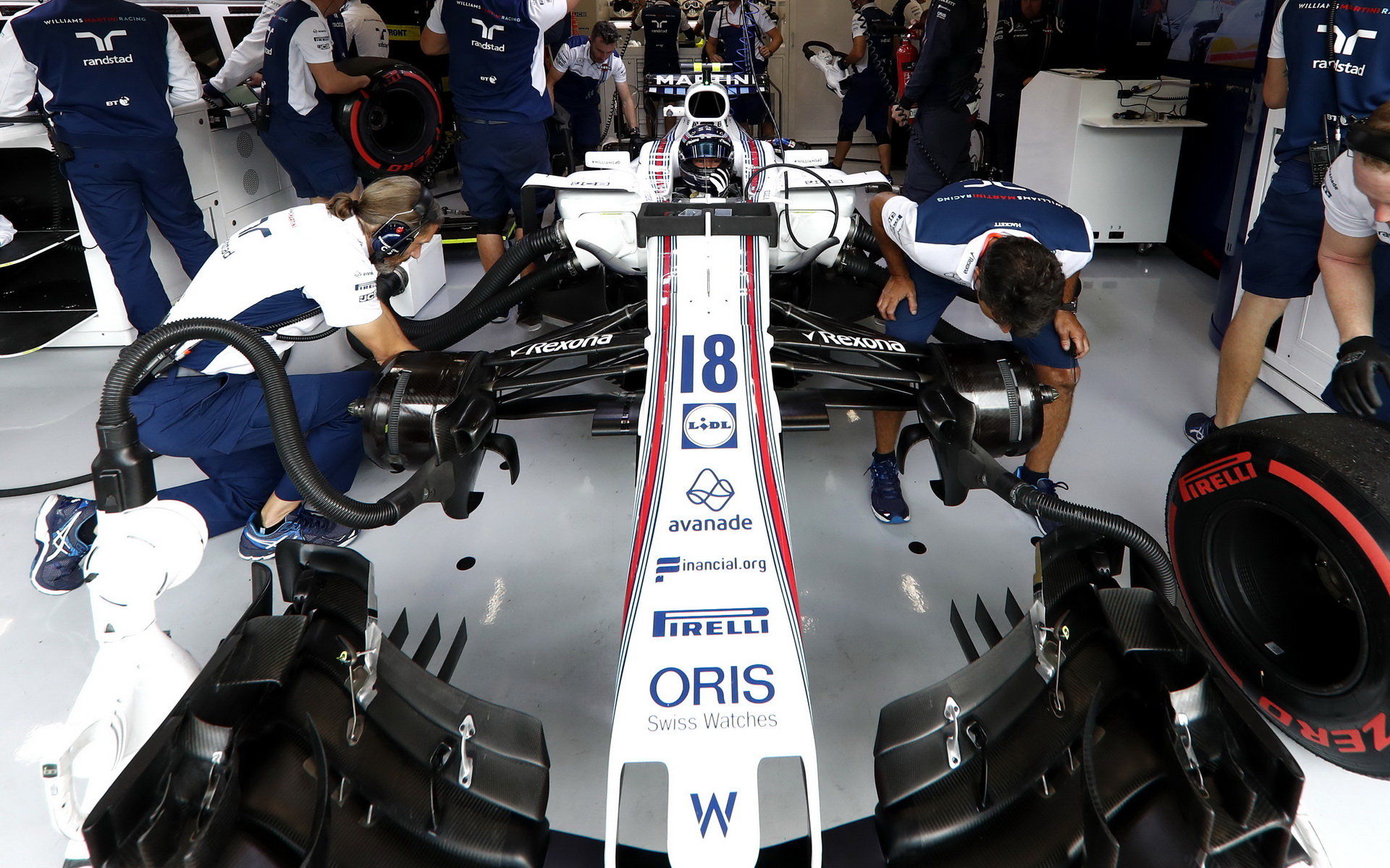 Lance Stroll při tréninku v Belgii