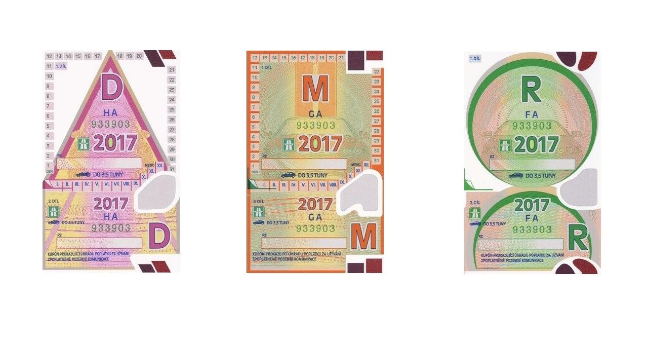 Dálniční známky pro rok 2017