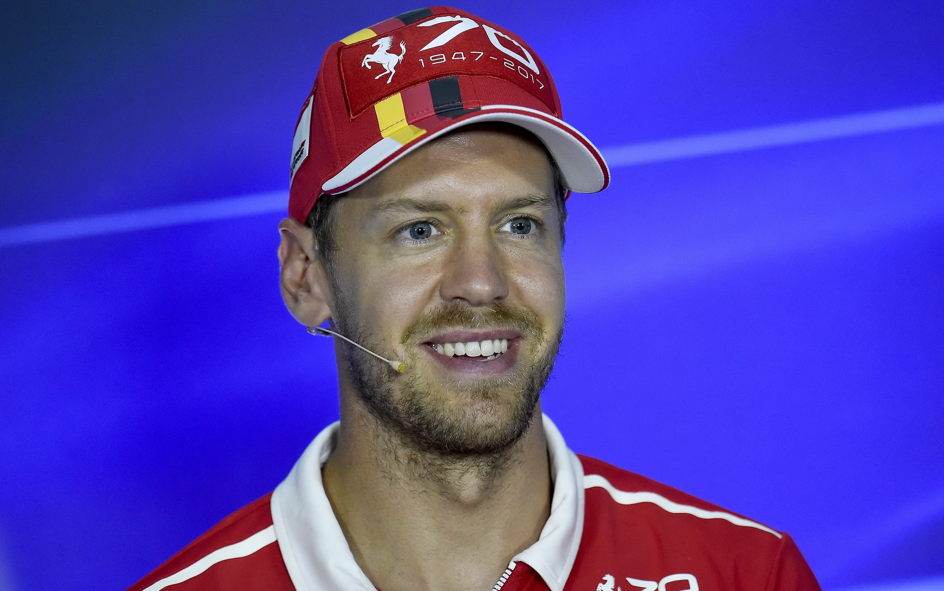Sebastian Vettel na tiskovce v Itálii
