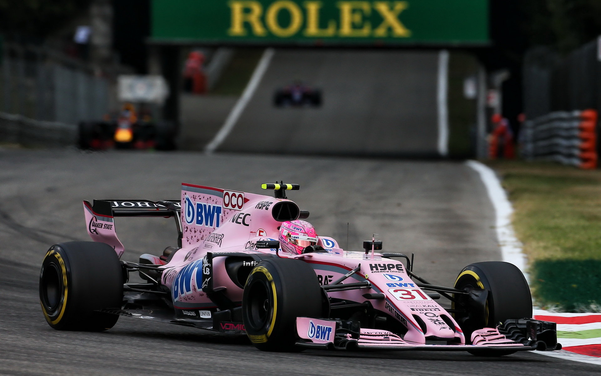 Esteban Ocon při tréninku v Itálii