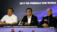 Masaši Jamamoto, Kacuhide Morijama a Franz Tost na tiskovce v Singapuru