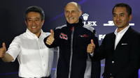 Masaši Jamamoto, Kacuhide Morijama a Franz Tost na tiskovce v Singapuru