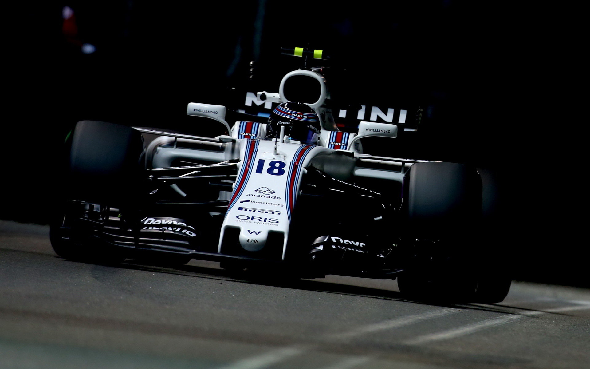 Lance Stroll při tréninku v Singapuru