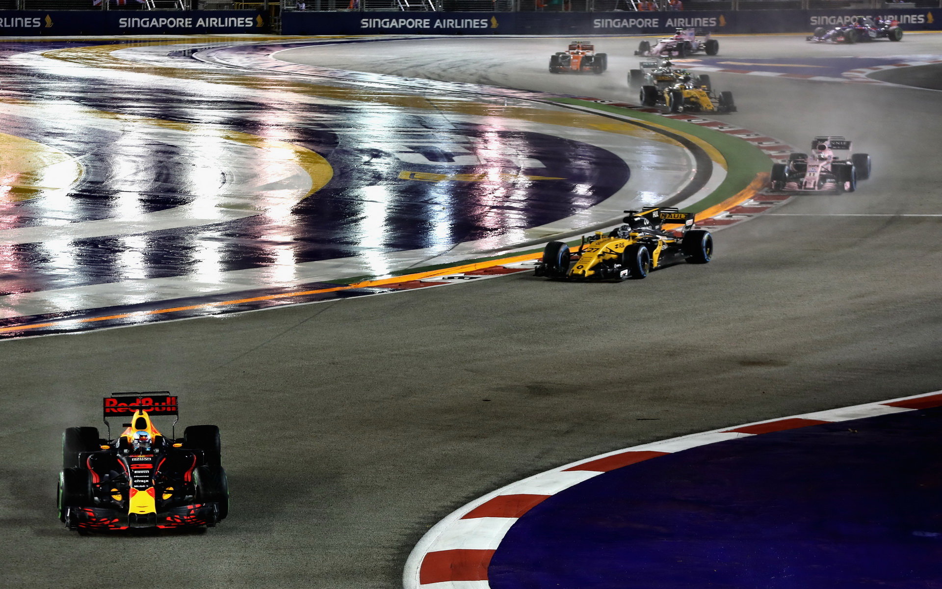 Daniel Ricciardo po restartu závodu v Singapuru