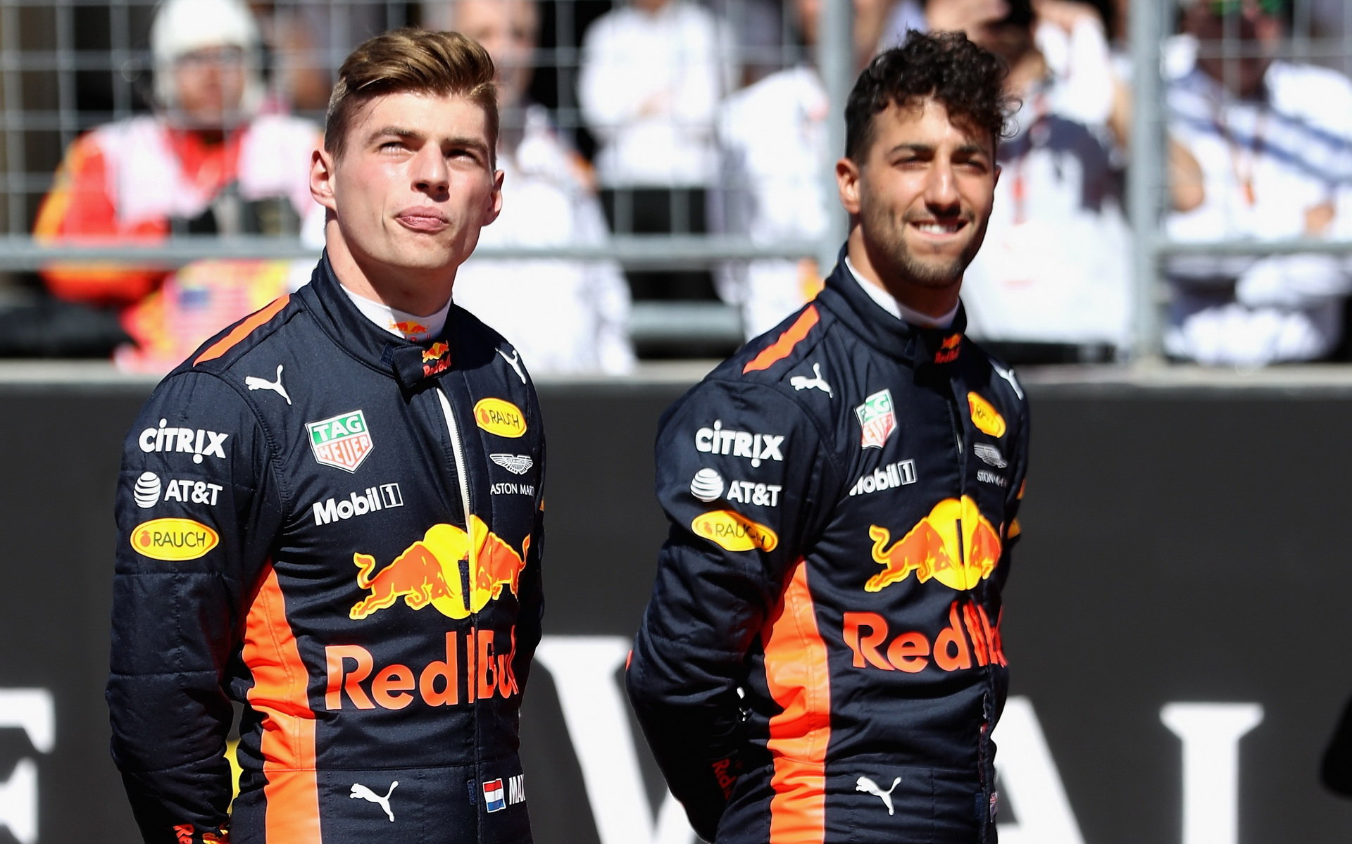 Max Verstappen a Daniel Ricciardo před závodem v Austinu